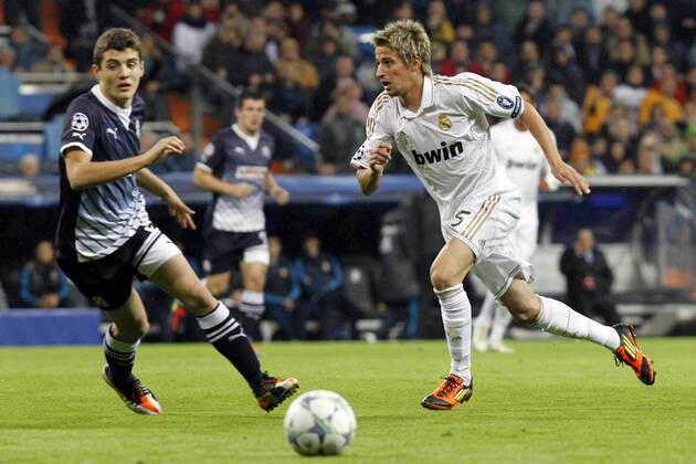 Real Madrid CF - GNK Dinamo Zagreb. Champions League. Santiago Bernabeu, Madrid 22 11 2011. Fabio Coentrao 