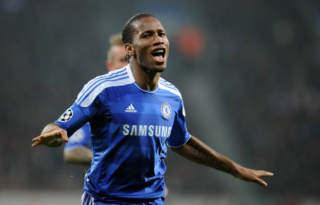 FUSSBALL CHAMPIONS LEAGUE SAISON 2011 2012 GRUPPENPHASE Bayer 04 Leverkusen - FC Chelsea 23.11.2011 Didier DROGBA (Chelsea) bejubelt sein Tor zum 0:1 