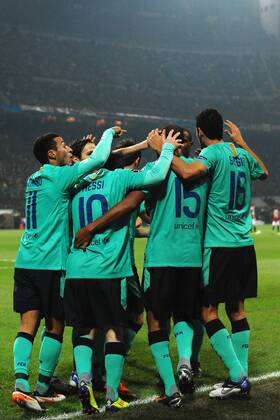 Barca Goal celebration - Milan, 23 11 2011 - Champions League 2011 2012 - AC Milan vs FC Barcelona - andreaxstaccioli