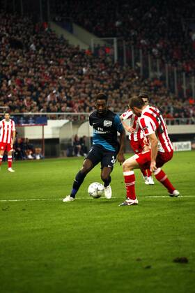 Johan Djourou of Arsenal. Olympiacos Piräus vs Arsenal, Champions League 2011-2012, Karaiskaki Stadium, Athens Greece, 6.12.2011.