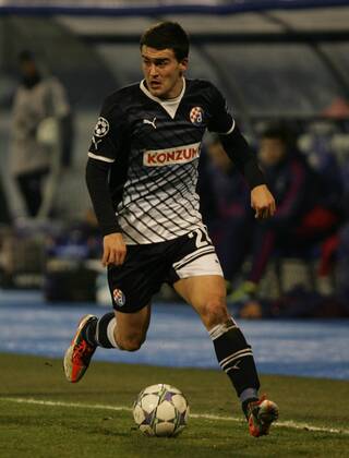 Zagreb, 07.12.2011. Champion league, Group D, Maksimir stadium, GNK Dinamo (dark blue) - Olimpique Lyonnais (magenta) 1:7. Mehmed Alispahic
