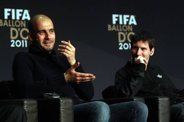 Josep Pep Guardiola und Lionel Messi (FC Barcelona Barca) - Zürich 09 01 2012 Kongresshouse, FIFA Ballon d Or awarding ceremony - PaoloxNucci