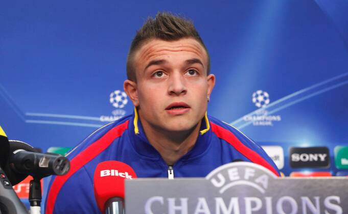 21.02.2012 Basel Schweiz , UEFA Champions League Pressekonferenz FC Basel im St Jakob Park Medienraum Im Bild; Xherdan Shaqiri (FC Basel) 