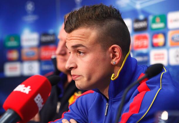 21.02.2012 Basel Schweiz , UEFA Champions League Pressekonferenz FC Basel im St Jakob Park Medienraum Im Bild; Xherdan Shaqiri (FC Basel) 