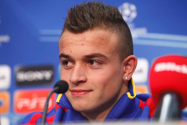 21.02.2012 Basel Schweiz , UEFA Champions League Pressekonferenz FC Basel im St Jakob Park Medienraum Im Bild; Xherdan Shaqiri (FC Basel) 