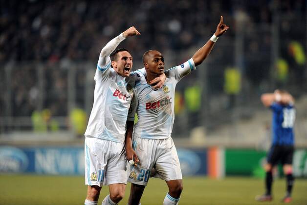 Morgan AMALFITANO (om) - Andre AYEW (om) - 8eme de finale - Stade Velodrome - Football : Marseille Inter Milan - Ligue des Champions - 22 02 2012 AnthonyBIBARD FEP Panoramic 