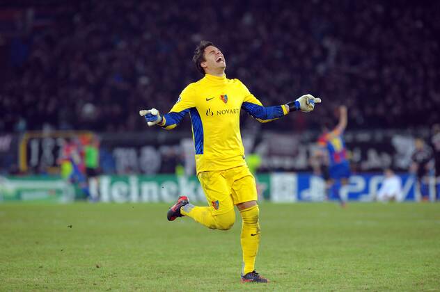 Torjubel bei Yann SOMMER (Torwart Goalie FC Basel) Champions League, Achtelfinale, 22.02.2012, Saison 2011 2012, FC Basel vs. FC Bayern Muenchen