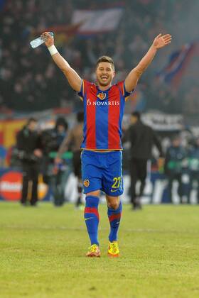 Markus STEINHOEFER (FC Basel) jubelt ueber den Sieg Champions League, Achtelfinale, 22.02.2012, Saison 2011 2012, FC Basel vs. FC Bayern Muenchen