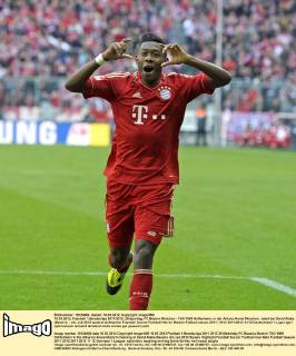 10.03.2012, Fussball 1.Bundesliga 2011 2012, 25.Spieltag, FC Bayern München - TSG 1899 Hoffenheim, in der Allianz-Arena München. Jubel bei David Alaba (Bayern).