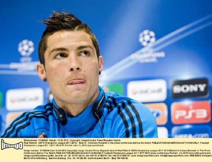 Real Madrid - UEFA Champions League 2011-2012 - Madrid - Cristiano Ronaldo in the press conference before the match 