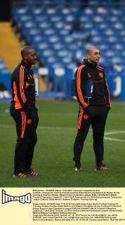 Football - Chelsea FC Training Chelsea Coaches Eddie Newton and Roberto Di Matteo during training at Stamford Bridge, ahead of their Champions League 