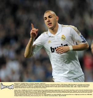 FUSSBALL CHAMPIONS LEAGUE SAISON 2011 2012 Achtelfinale Rückspiel 14.03.2012 Real Madrid - ZSKA Moskau JUBEL Real Madrid; Torschütze zum 3-0 Karim Benzema 
