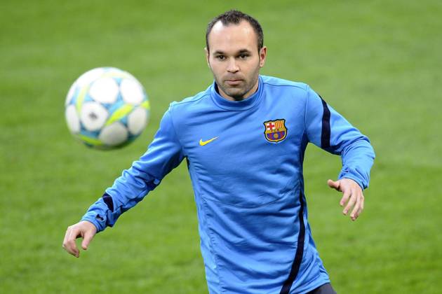 Db Milano 27 03 2012 - allenamento Barcellona foto Daniele Buffa Image Sport nella foto: Andres Iniesta 