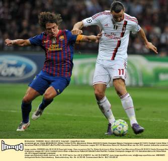 occasione gol per Zlatan IBRAHIMOVIC (Milan), Carles PUYOL (Barcelona) Milano 28 03 2012 Stadio Giuseppe Meazza Champions League 2011 2012 Football Calcio Milan Vs Barcelona allexsabba