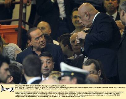 Milan 28 03 2012 - Champions League AC Milan - FC Barcelona: Silvio Berlusconi-Adriano Galliani 