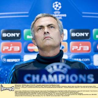 Real Madrid - Apoel - UEFA Champions League 2011-2012 - Quarter Finals - Second Leg Match Valdebebas - Madrid- Spain Jose Mourinho, coach and manager of Real Madrid C.F., in the press conference before the match 