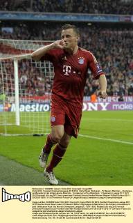 03.04.2012, Fussball Championsleague 2011 2012, Viertelfinale Rückspiel, - FC Bayern München - Olympique de Marseille in der Allianz-Arena München. Torjubel Ivica Olic (München).