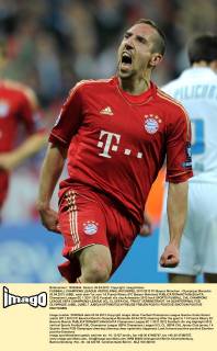 FUSSBALL CHAMPIONS LEAGUE VIERTELFINAL RÜCKSPIEL 2011 2012 FC Bayern München - Olympique Marseille 03.04.2012 JUBEL nach dem Tor zum 1:0 Franck Ribery (FC Bayern München) 