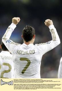 Real Madrid s Cristiano Ronaldo celebrates during UEFA Champions League Match. April 04, 2012.  (201204049999)