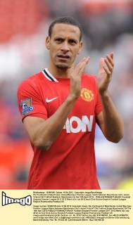 Rio Ferdinand of Manchester United.Barclays Premier League match between Manchester Utd v Aston Villa at Old Trafford Stadium, Manchester on the 15th April 2012.. EDITORIAL USE ONLY. No use with unauthorised audio, video, data, fixture lists, club league logos or live services. Online in-match use limited to 120 images, no video emulation. No use in betting, games or single club league player publications.
