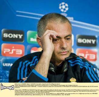 Trainer Jose Mourinho (CF Real Madrid) während der Pressekonfernz vor dem Halbfinal Hinspiel gegen den FC Bayern München 