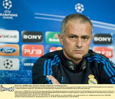 Trainer Jose Mourinho (CF Real Madrid) während der Pressekonfernz vor dem Halbfinal Hinspiel gegen den FC Bayern München 