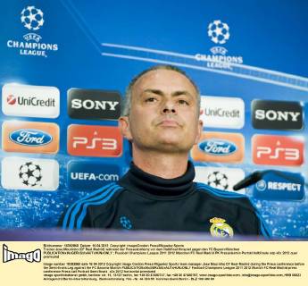 Trainer Jose Mourinho (CF Real Madrid) während der Pressekonfernz vor dem Halbfinal Hinspiel gegen den FC Bayern München 