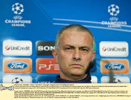 Trainer Jose Mourinho (CF Real Madrid) während der Pressekonfernz vor dem Halbfinal Hinspiel gegen den FC Bayern München 