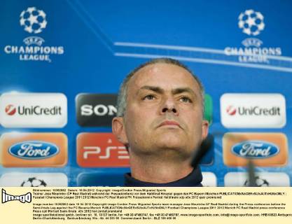 Trainer Jose Mourinho (CF Real Madrid) während der Pressekonfernz vor dem Halbfinal Hinspiel gegen den FC Bayern München 