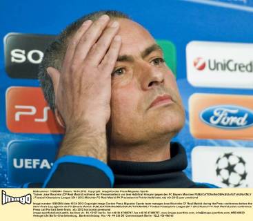 Trainer Jose Mourinho (CF Real Madrid) während der Pressekonfernz vor dem Halbfinal Hinspiel gegen den FC Bayern München 