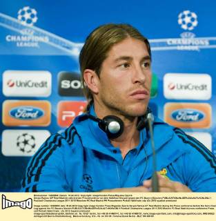 Sergio Ramos (CF Real Madrid) während der Pressekonfernz vor dem Halbfinal Hinspiel gegen den FC Bayern München 