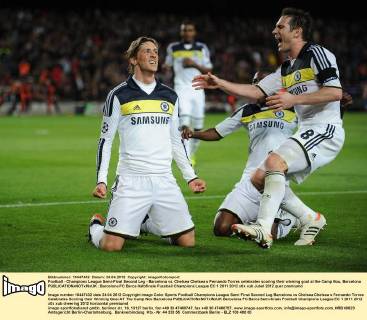 Football - Champions League Semi-Final Second Leg - Barcelona vs. Chelsea Chelsea s Fernando Torres celebrates scoring their winning goal at the Camp Nou, Barcelona 