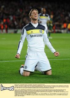 Football - Champions League Semi-Final Second Leg - Barcelona vs. Chelsea Chelsea s Fernando Torres celebrates scoring their winning goal at the Camp Nou, Barcelona 