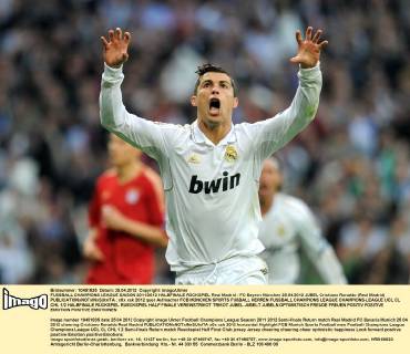 FUSSBALL CHAMPIONS LEAGUE SAISON 2011 2012 HALBFINALE RÜCKSPIEL Real Madrid - FC Bayern München 25.04.2012 JUBEL Cristiano Ronaldo (Real Madrid) 