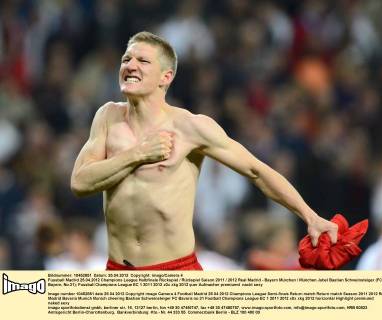 Fussball Madrid 25.04.2012 Champions League Halbfinale Rückspiel Rückspiel Saison 2011 2012 Real Madrid - Bayern München München Jubel Bastian Schweinsteiger (FC Bayern, No.31)