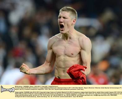 Fussball Madrid 25.04.2012 Champions League Halbfinale Rückspiel Rückspiel Saison 2011 2012 Real Madrid - Bayern München München Jubel Bastian Schweinsteiger (FC Bayern, No.31)