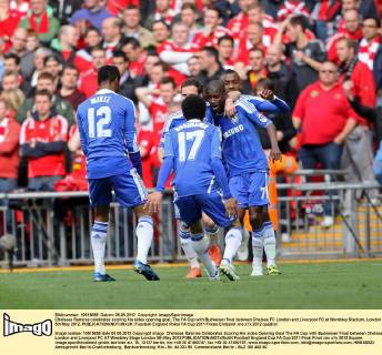 Chelseas Ramires celebrates scoring his sides opening goal..The FA Cup with Budweiser final between Chelsea FC London and Liverpool FC at Wembley Stadium, London 5th May 2012. EDITORIAL USE ONLY. No use with unauthorised audio, video, data, fixture lists, club league logos or live services. Online in-match use limited to 120 images, no video emulation. No use in betting, games or single club league player publications.