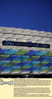 14..05.2012, Fussball Champions-League Finale 2012, das Stadion (Allianz-Arena) in München in dem das Finale FC Bayern München gegen FC Chelsea London stattfindet leuchtet schon Tage vorher Abends in den Champions-League-Farben.