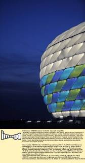 14..05.2012, Fussball Champions-League Finale 2012, das Stadion (Allianz-Arena) in München in dem das Finale FC Bayern München gegen FC Chelsea London stattfindet leuchtet schon Tage vorher Abends in den Champions-League-Farben.