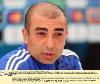 Chelseas Roberto Di Matteo during his press conference..Champions League Final Training and Press Confernece at Cobham, London on the 15th May 2012. Pic David Klein SPORTIMAGE... EDITORIAL USE ONLY. No use with unauthorised audio, video, data, fixture lists, club league logos or live services. Online in-match use limited to 120 images, no video emulation. No use in betting, games or single club league player publications.