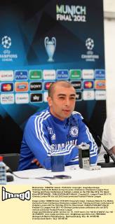 Chelseas Roberto Di Matteo during his press conference..Champions League Final Training and Press Confernece at Cobham, London on the 15th May 2012. Pic David Klein SPORTIMAGE... EDITORIAL USE ONLY. No use with unauthorised audio, video, data, fixture lists, club league logos or live services. Online in-match use limited to 120 images, no video emulation. No use in betting, games or single club league player publications.