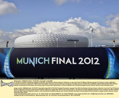 16..05.2012, Fussball Champions-League Finale 2012, das Stadion (Allianz-Arena) in München in dem das Finale FC Bayern München gegen FC Chelsea London stattfindet.