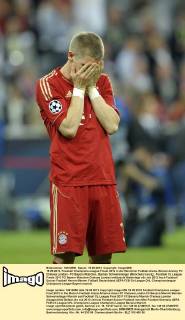 19.05.2012, Fussball Champions-League Finale 2012 in der Münchner Fußball-Arena (Allianz-Arena), FC Chelsea London - FC Bayern München. Bastian Schweinsteiger (München) traurig