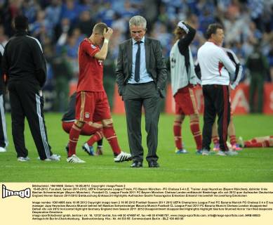 19-05-2012, Fussball, Saison 2011-2012, UEFA Champions League Finale, FC Bayern München - FC Chelsea 3-4 n.E. Trainer Jupp Heynckes (Bayern München), dahinter links Bastian Schweinsteiger (Bayern München)