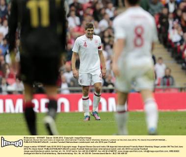 Englands Steven Gerrard looks on dejected..International Friendly match Wembley Stadium, London on the 2nd June 2012. Pic David Klein SPORTIMAGE... EDITORIAL USE ONLY. No use with unauthorised audio, video, data, fixture lists, club league logos or live services. Online in-match use limited to 120 images, no video emulation. No use in betting, games or single club league player publications.