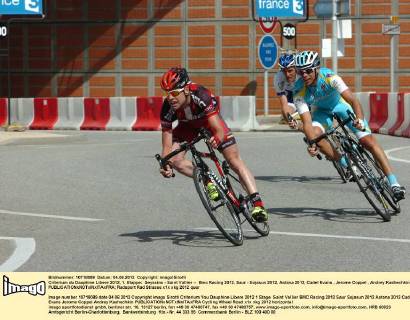 Criterium du Dauphine Libere 2012, 1. Etappe: Seyssins - Saint Vallier -- Bmc Racing 2012, Saur - Sojasun 2012, Astana 2012, Cadel Evans , Jerome Coppel , Andrey Kashechkin ,
