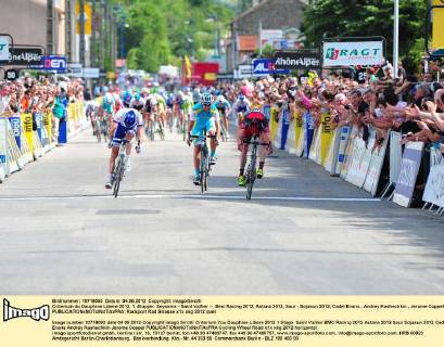 Criterium du Dauphine Libere 2012, 1. Etappe: Seyssins - Saint Vallier -- Bmc Racing 2012, Astana 2012, Saur - Sojasun 2012, Cadel Evans , Andrey Kashechkin , Jerome Coppel ,