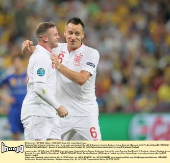 Englands Wayne Rooney celebrates scoring his sides opening goal..Euro 2012 England v Ukraine, Donbass Arena, Donetsk, 19th June 2012. Pic David Klein SPORTIMAGE EDITORIAL USE ONLY. No use with unauthorised audio, video, data, fixture lists, club league logos or live services. Online in-match use limited to 120 images, no video emulation. No use in betting, games or single club league player publications.