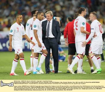 Englands Roy Hodgson looks on dejected after losing on penalties..Euro 2012 England v Italy, Olympic Stadium, Kiev, 24th June 2012. Pic David Klein SPORTIMAGE EDITORIAL USE ONLY. No use with unauthorised audio, video, data, fixture lists, club league logos or live services. Online in-match use limited to 120 images, no video emulation. No use in betting, games or single club league player publications.