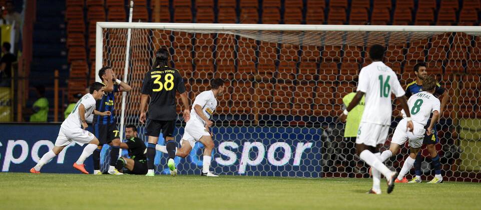 Champions League 3rd qualifying match between SC Vaslui and Fenerbahce Istanbul at the Municipal Ceahlaul Stadium in Piatra Neamt, Romania on 2012 08 08 Pictured: SC Vaslui s Marius Niculae celebrates after the scored. 